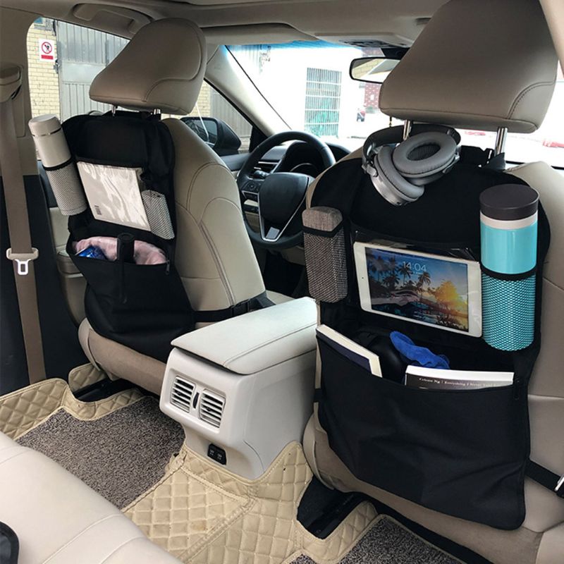 Assento de carro traseiro organizador assento da frente armazenamento crianças saco de bolso proteger saco de armazenamento para crianças bebê kick esteira proteger saco de armazenamento