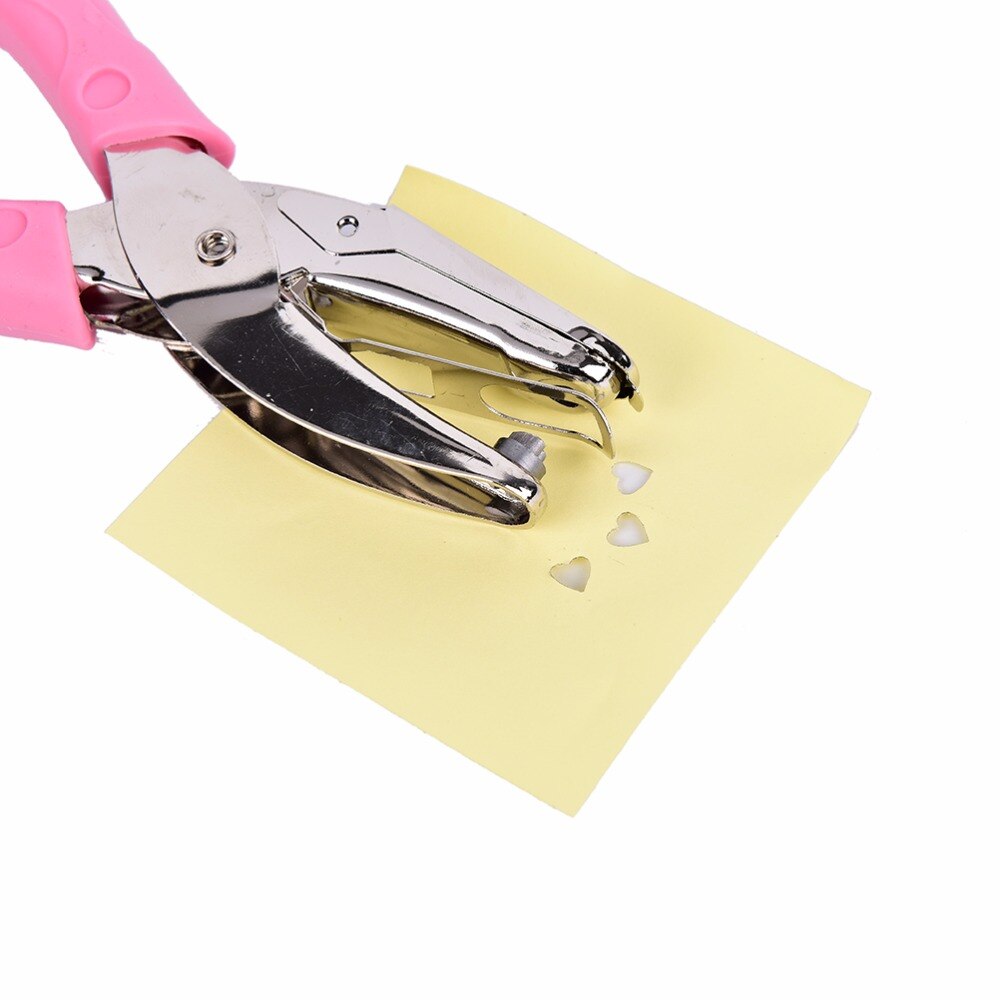 Hand-held Heart Shape Hole puncher Paper Punch for Greeting Card Scrapbook Notebook Puncher Hand Tool with Pink Grip