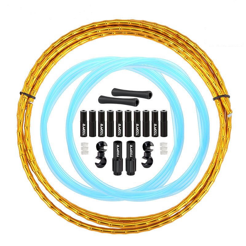 MTB Bike Outer Fishbone Tube Set Variable Speed Brake Cables Aluminium Alloy Road Bicycle Line Pipes Bicycle Brake Shift Parts: Gold
