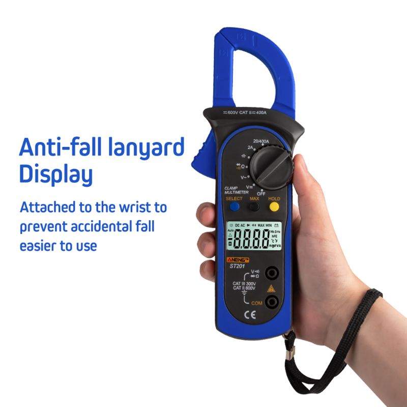 Digital Clamp Multimeter ST-201 True RMS LCD Multifuction Ohm DC AC Voltmeter AC Ammeter Data Tester