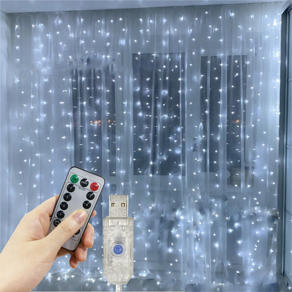 Guirnaldas de luces con Control remoto USB para el hogar, lámpara de Año , 8 modos, guirnalda de luces LED para dormitorio, cortina, decoración de boda y Navidad