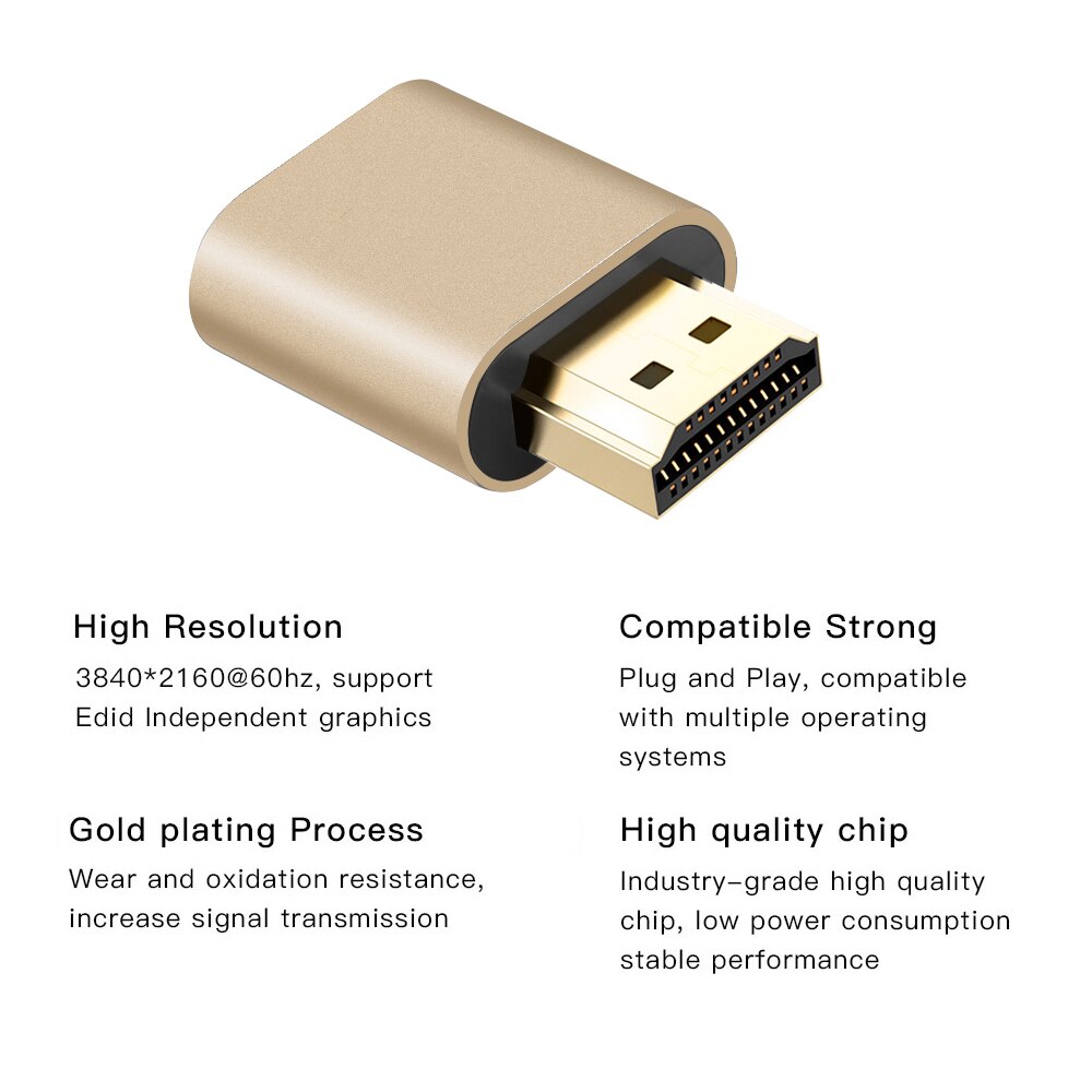 Hdmi-kompatibel virtuel skærm ddc edid dummy adapter emulator skærm skærm låseplade til computer grafik videokort lås