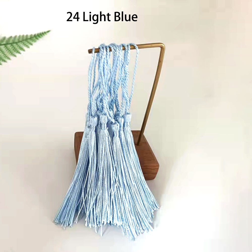 100pcs/lot 8cm Vertical Tassel Fringe Pendant DIY Party Hanging Ring Cords Tassel Curtain Home Decoration Tassel Lace: 24 LightBLue 100pcs