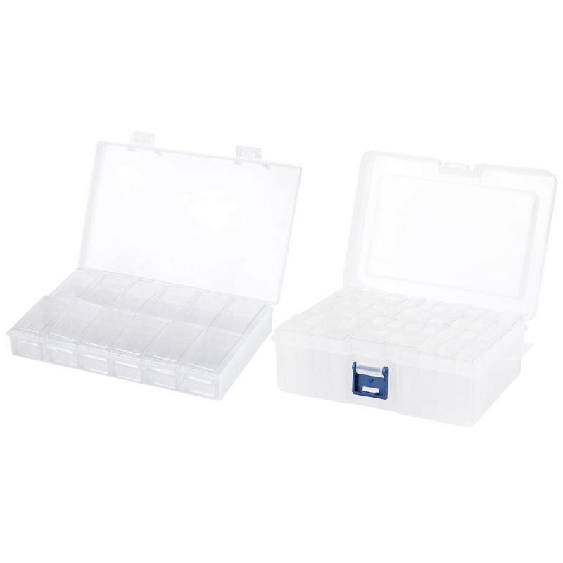 24/48 Slots Transparante Diamant Schilderen Box Container voor Sieraden Nail Art Accessorie Opbergdoos