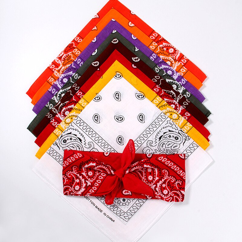 Hip Hop 100% Cotton Bandana 55cm*55cm Square Scarf Bandana Men Black Bandanas Red Paisley Bandana Women Outdoor Neck Face Scarf