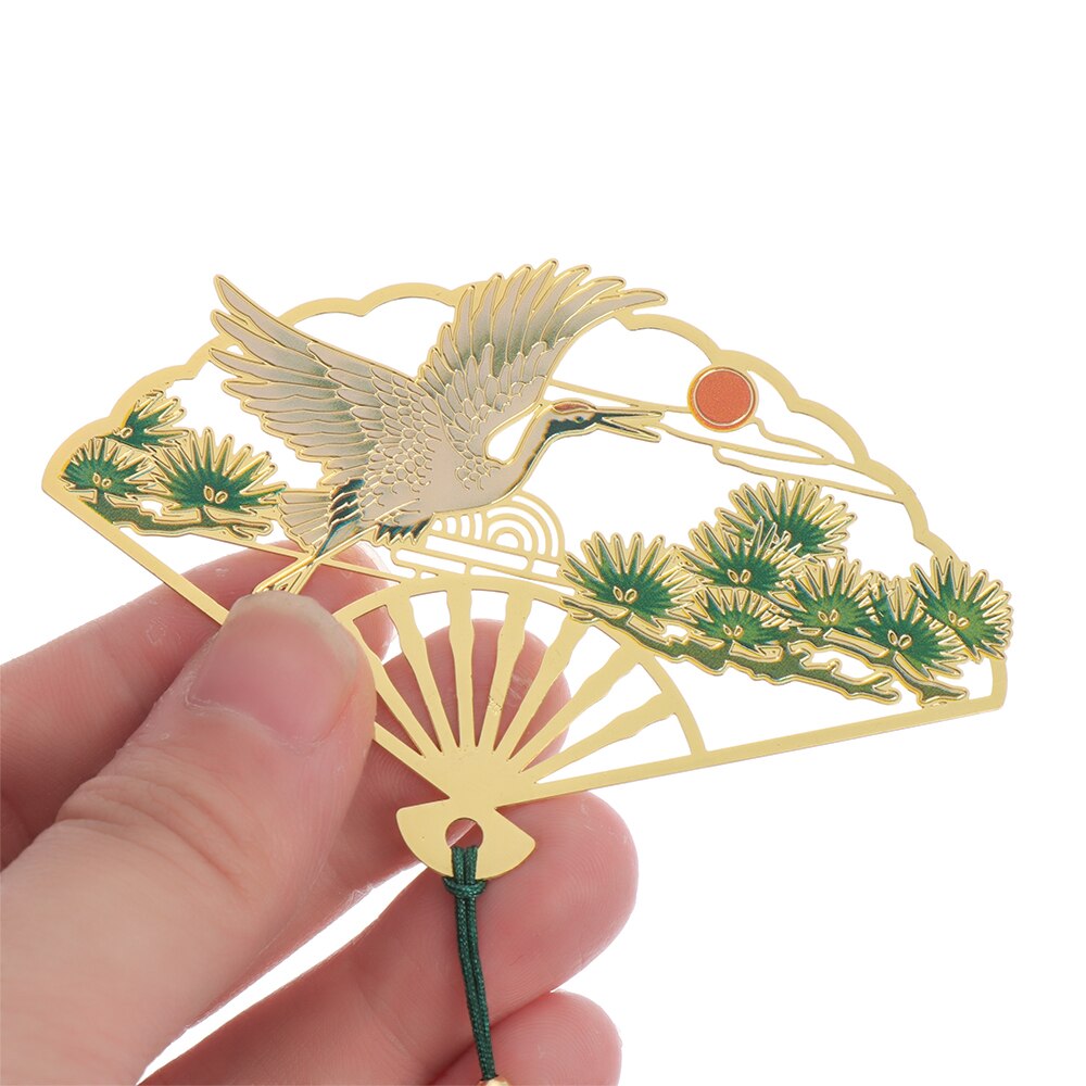 retro Chinesischen Stil Durcheinander Lesezeichen Falten Fan Buch Clip Seitennummerierung markieren Blume Quaste Schreibwaren Schule Bürobedarf