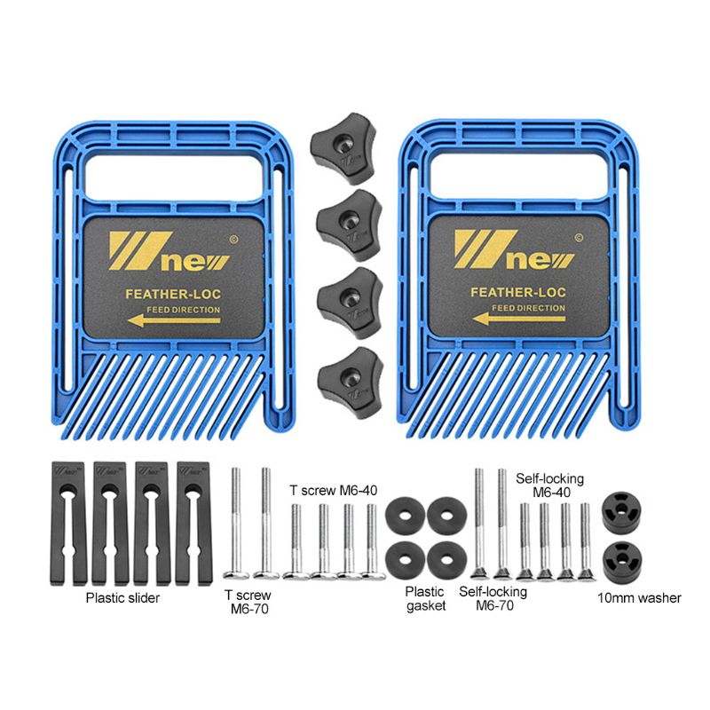 Extended Feather Loc Board Set Multi-purpose Double Featherboards Miter Gauge Slot Woodworking Saw Table DIY Safety Tool: Blue