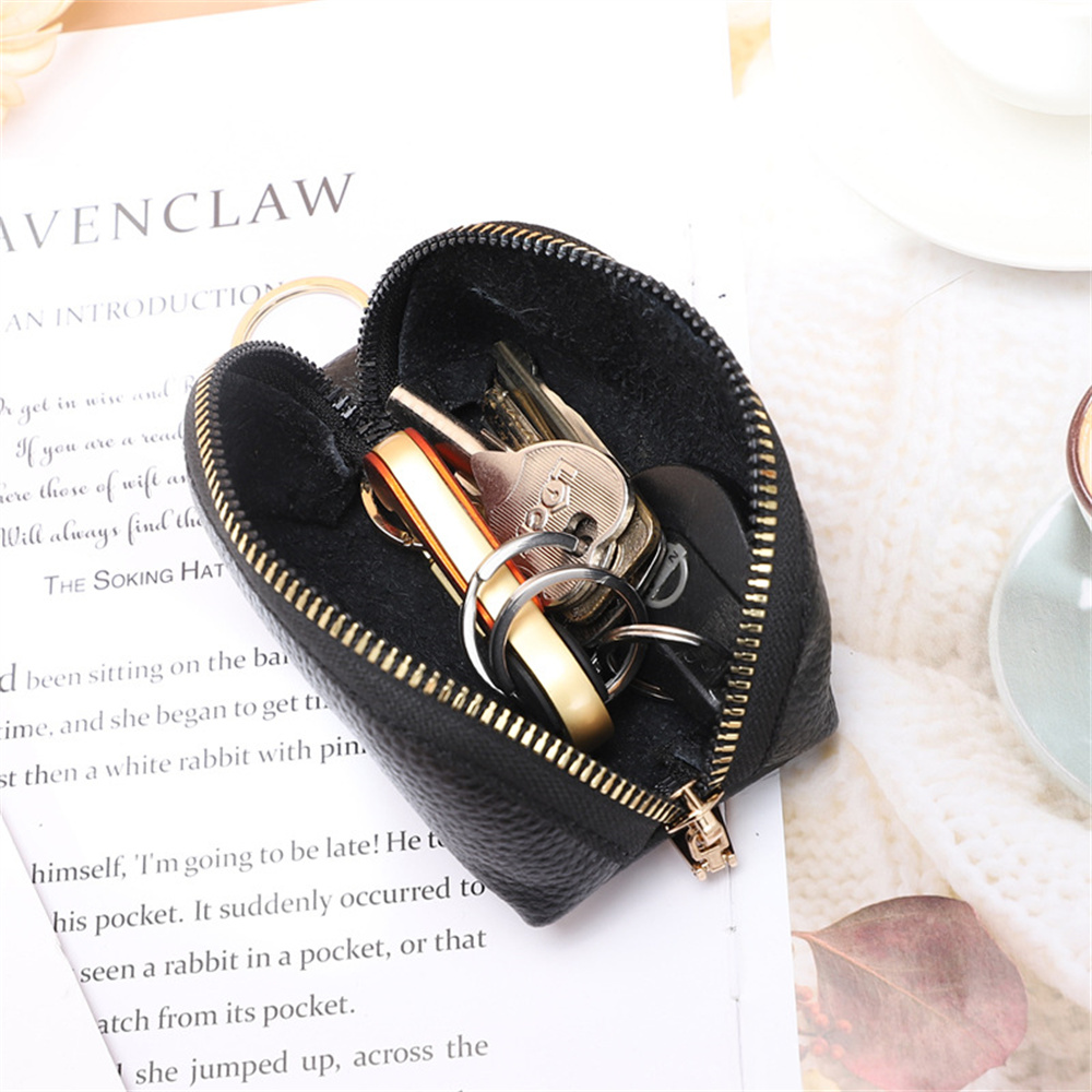 Bolsa organizadora de cuero suave para hombres y mujeres, cartera para llaves de coche, llavero de casa, funda para llaves con cremallera, Mini bolsa para tarjetas