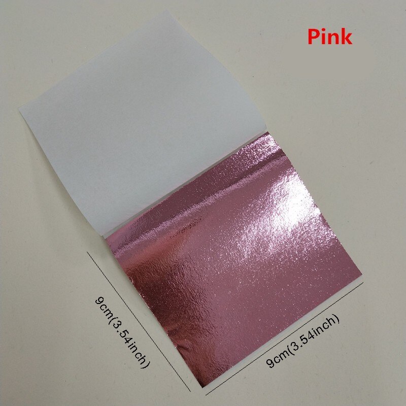 100 stk farve imiteret bladguld folie ark kobber blad til forgyldning kunst arbejde negle dekoration 9 x 9cm rose guld blad folie papir: Lyserød