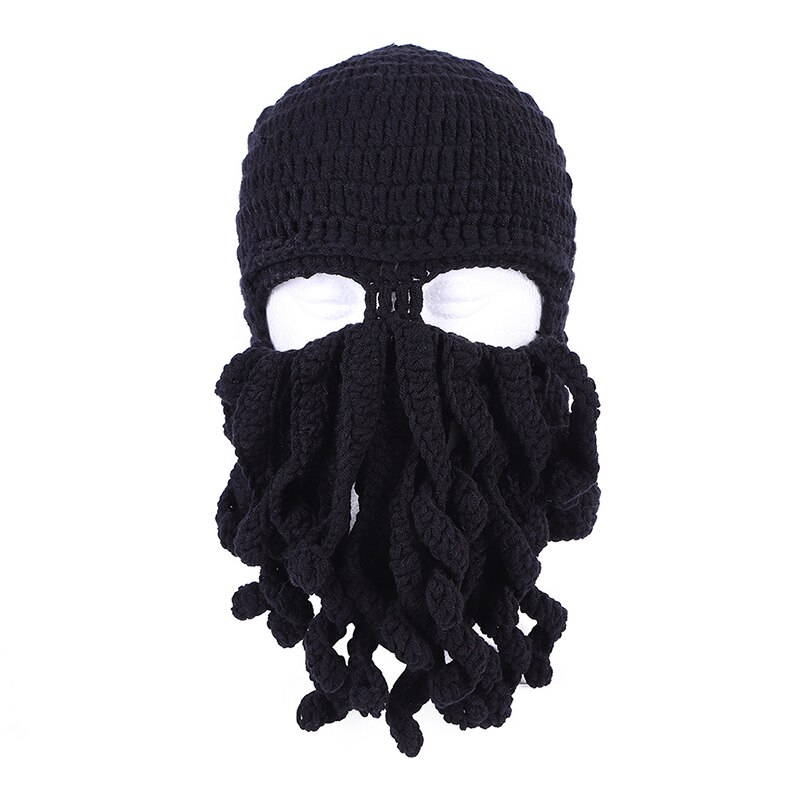 Novelty Funny Party Octopus Beard Hat Unisex Animal Cthulu Crocheted Tentacle Knit Wind Mask Ski Cap Halloween Hats: 01