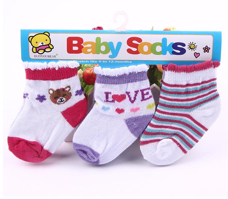 3 Pair/Lot Lovely Spring Autumn Baby Kids Socks Infant Girls Boys Soft Striped Floral Brand Children newborn