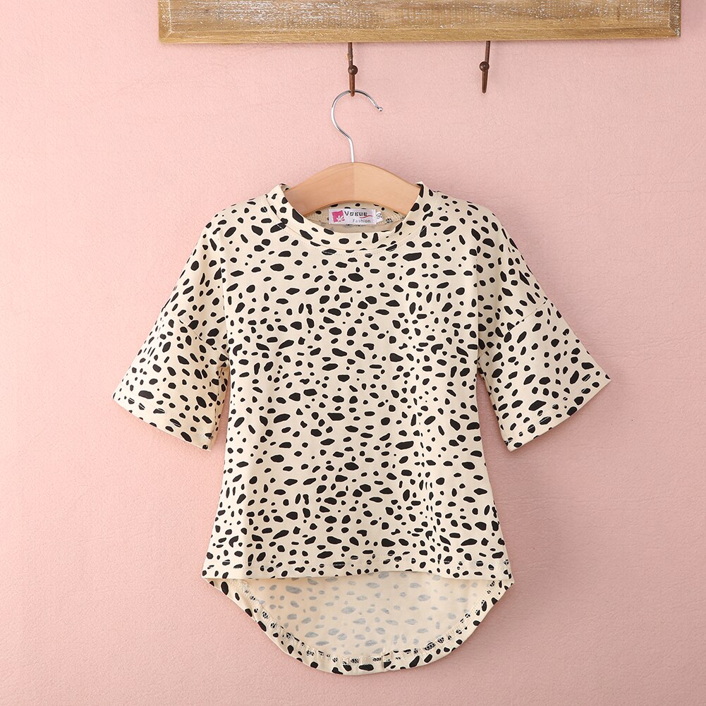Pudcoco tjej t-shirt 0-5y barn bebis flickor leopardmönstrat 3/4- ärmad topp t-shirt festklänning sundress