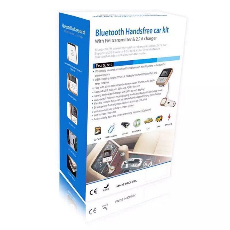 BT67 Car Bluetooth Handsfree Kit Car Adapter Charge with Remote Control Audio Cable Box Packing Portable Audio