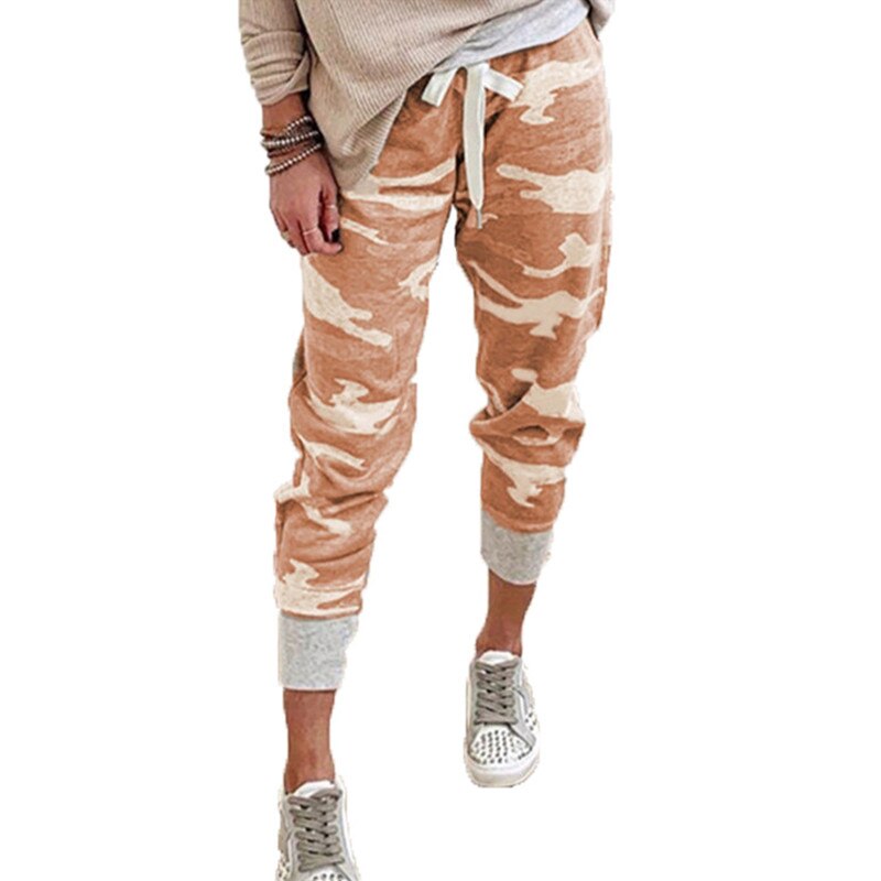 Women Camouflage Joggers Pants Ankle Camo Cargo Jogging Trousers Female Autumn Streetwear Drawstring Ladies Sweatpants