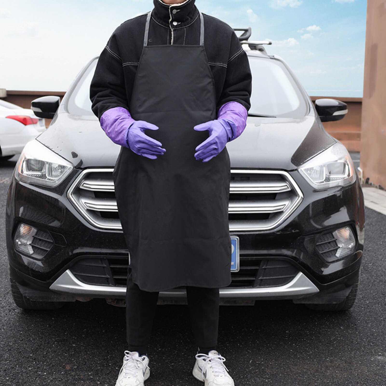 Car Wash Leather Apron Waterproof Kitchen Cleaning Clothes Waterproof and Oil-proof Apron for Adult Car Washing