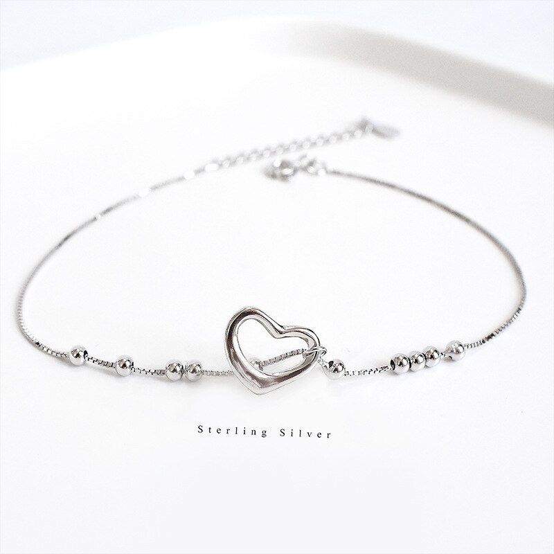 S925 sterling silber liebe fußkettchen Korean persönlichkeit temperament mädchen pfirsich herz strand fuß schmuck wilden einfache schmuck