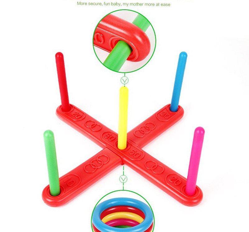 1 sæt plast ring kaste hylse sjove børn udendørs sport hoop ring kaste quoits legetøj cross haven spil pool til børn