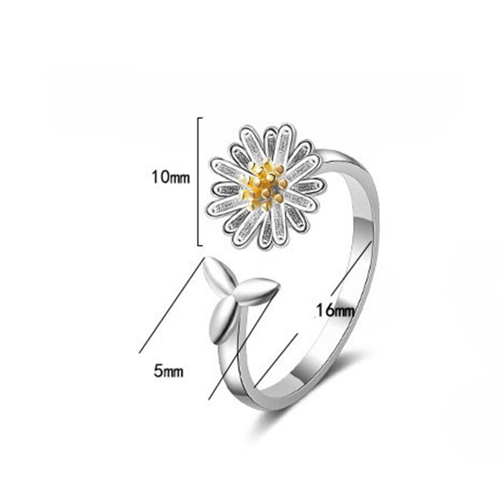 925 Sterling Zilver Vrouwen Mode-sieraden Chrysant-Vormige Open Ring Maat Verstelbaar