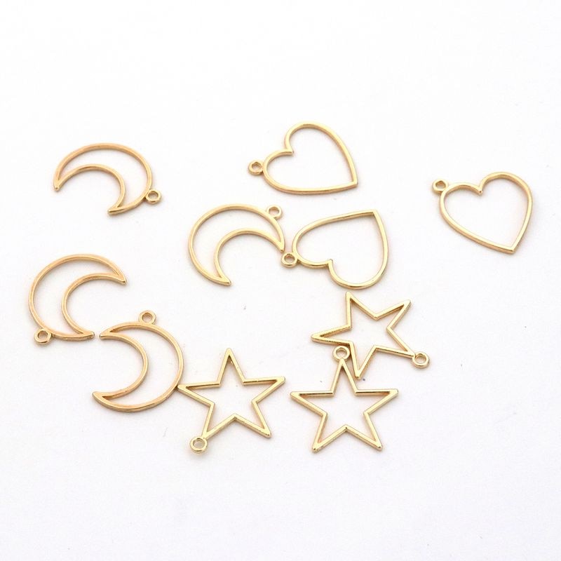 50 gemengde Ster Maan Hart Goud Kleur Hanger Metalen Mal Voor Sieraden Maken Diy Hanger Charm Armband Accessoires