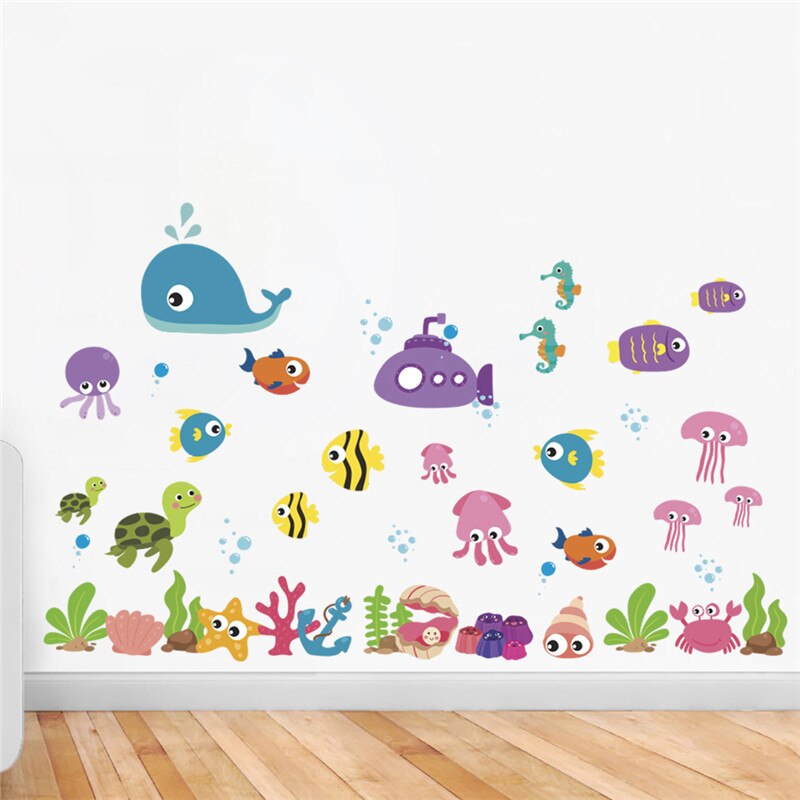 Underwater Fish Bubble Boat Turtle Wall Sticker Decals Bathroom Bedroom Nursery Window Decor Nursery Decals Poster Mural