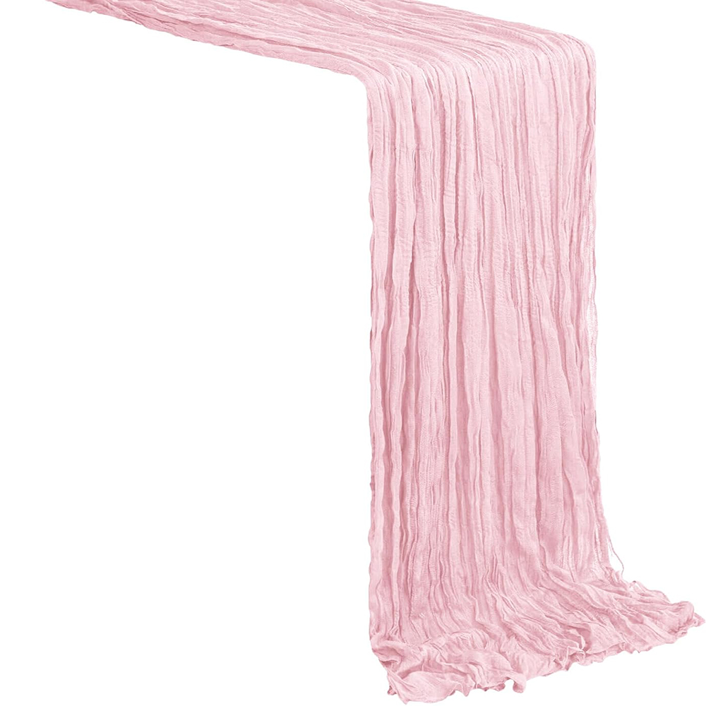 Chemin de Table rose clair rustique Semi transparent gaze bleu chemin de Table fête d'anniversaire Boho mariage bébé douche décorations de Table à la maison: 30*220cm / BLANC