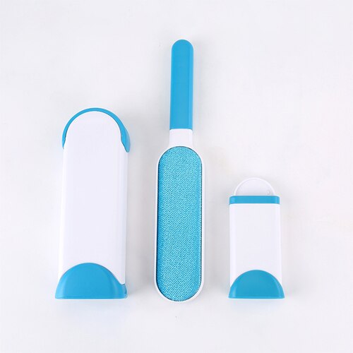 3pcs Pet Hair Remover Brush haarverwijderaar dieren Draagbare Hond Kat Haar Pasta Apparaat Borstel Pluizende Kleding Remover Bont Reiniging Borstels: blue