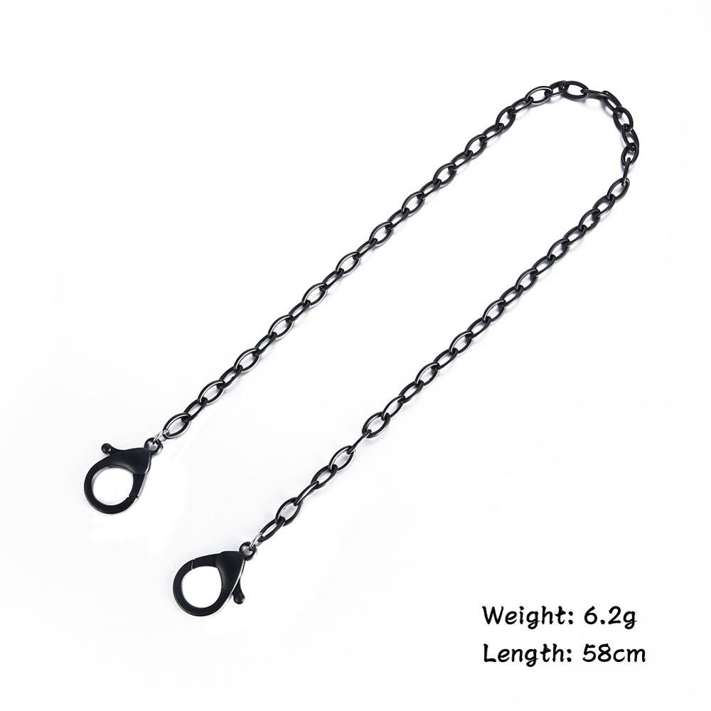 Teamer ansigtsmaske lanyards med store hummer klap farverige akryl briller kæde til børn solbriller strop kæde til maske 58cm: Sort