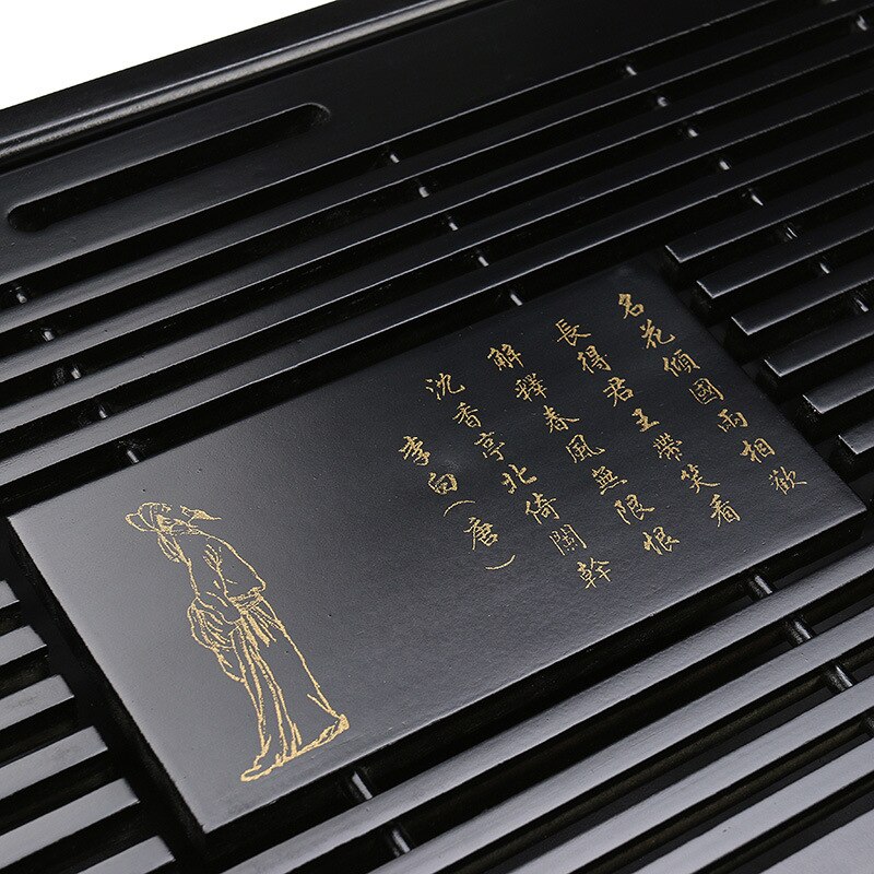 Bandeja de chá de madeira maciça conjunto de chá kungfu gaveta de drenagem de água chinesa bandeja de chá 43x27x5.5cm