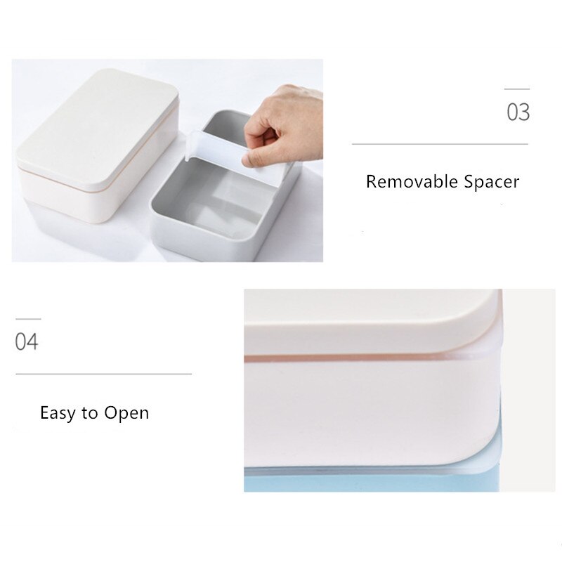 1200ml Double Layers Lunch Box With Spoon and Fork Healthy Plastic Bento Boxes Microwave Food Storage Container Lunchbox