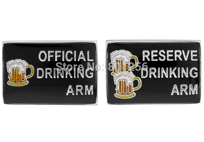 Cufflinks 3pairs/lot black color novelty funny beer drinking copper material men cufflinks whoelsale&retail