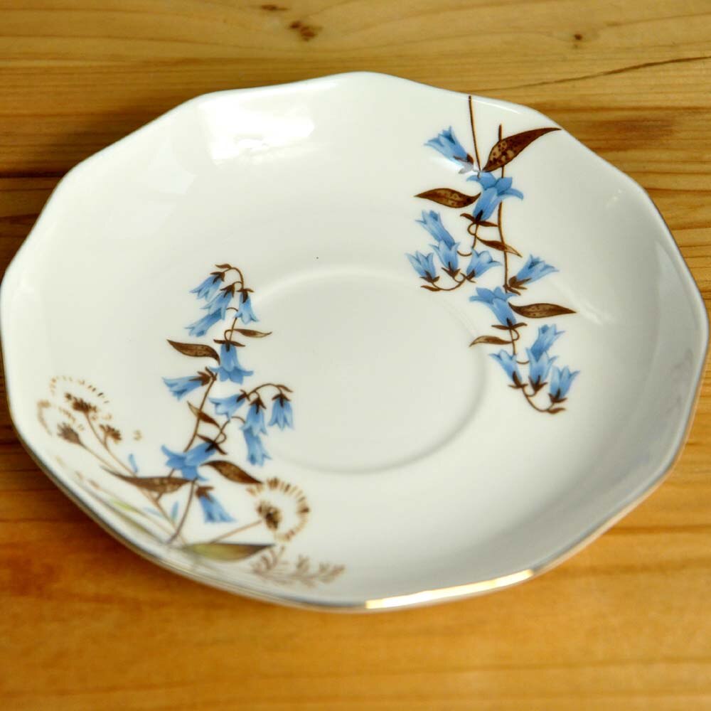 Bone porcelæn ,1 kop +1 underkop, eftermiddagste sæt, keramik til kaffe og puer/sort/frugt/blomst te, blå klokkeblomst