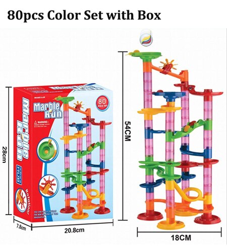 Marble Run Race Track Building Blocks Kids 3D Maze Ball Roll Toy DIY Coaster Set 80/105/109/133pc Christmas: 80pcs original Box