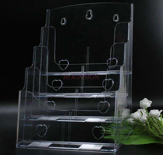storage box Four-layer a4 desktop transparent data shelf display box leaflet single-page directory shelf wall