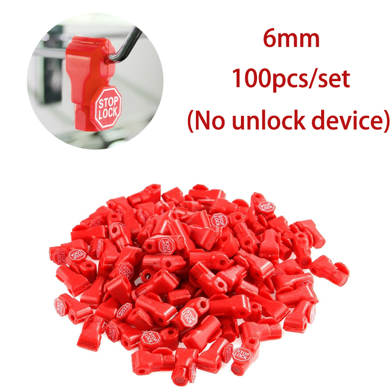 100pcs 6mm Plastic Anti-Theft Locks Unlock Device Retail Shop Supermarket Peg Hook Stop Lock Pegboard Safety Display Hook Lock: Red