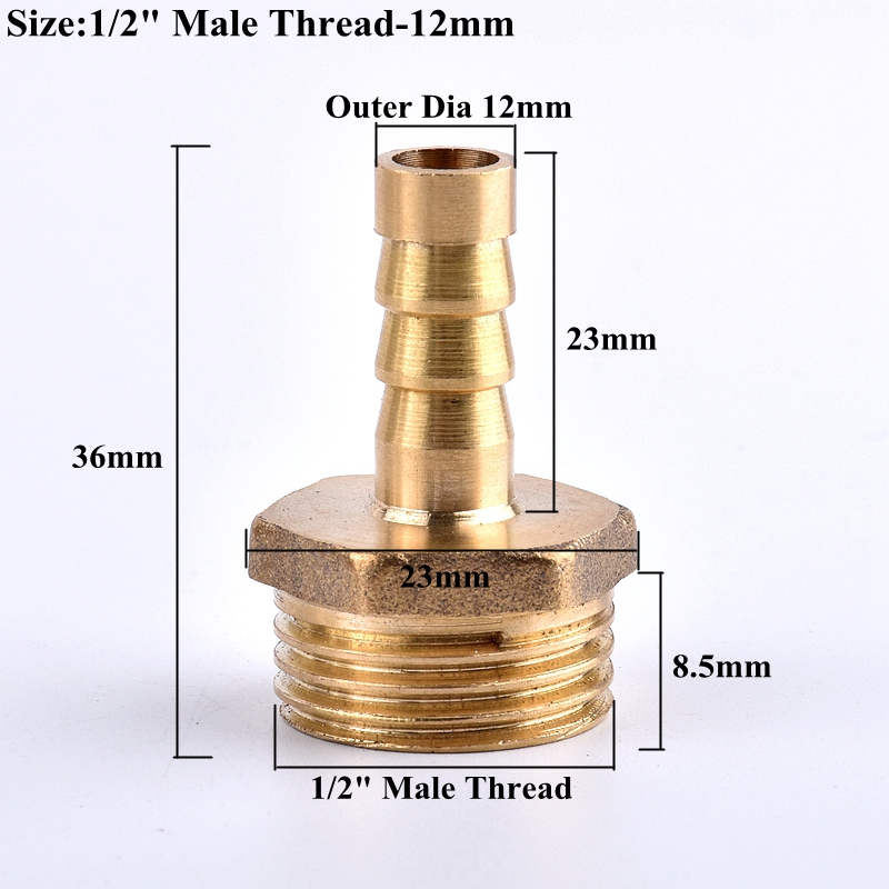 1/2” Male Thread To 6~25mm Brass Pipe Fittings Hose Connector, Garden Watering Irrigation Pagoda Joint Copper Coupler Adapter: Red / 1/2''