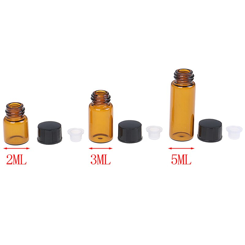 1ml Universal Mini Amber Empty Glass Essential Oil Bottle Perfume Sample Vial With Orifice Reducer Cap Container 10Pcs