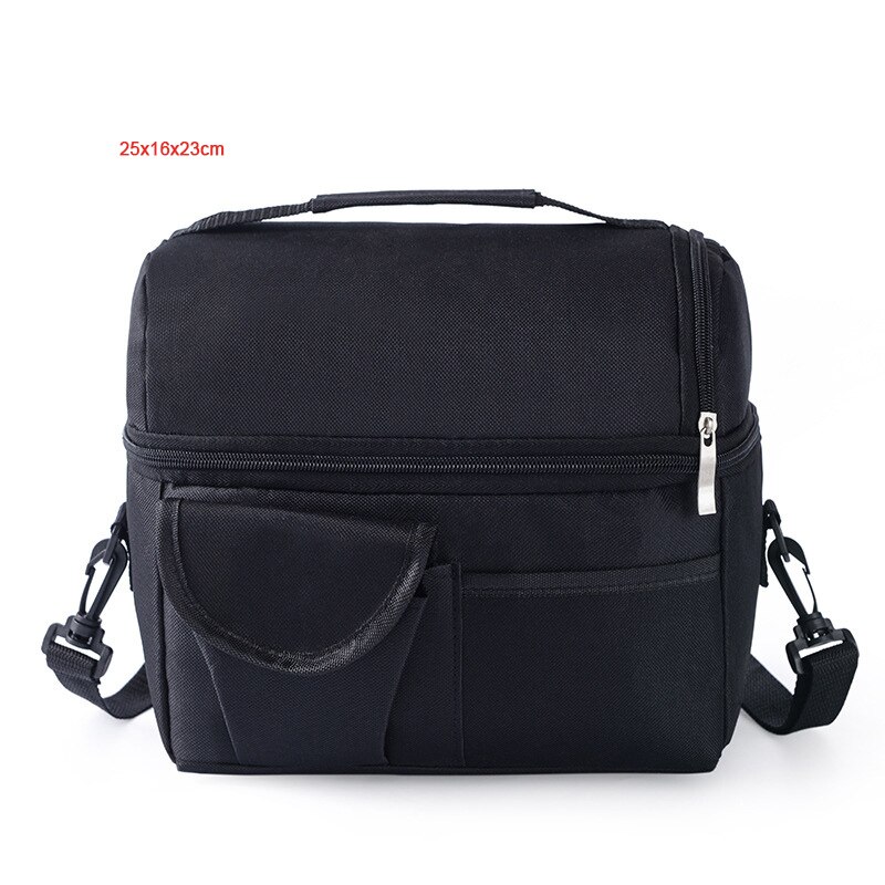 High Capacity Waterproof Lunch Bag Shoulder Crossbody Food Thermal Handbags Adult Kids Outdoor Picnic Storage Pouch Accessory: C Black