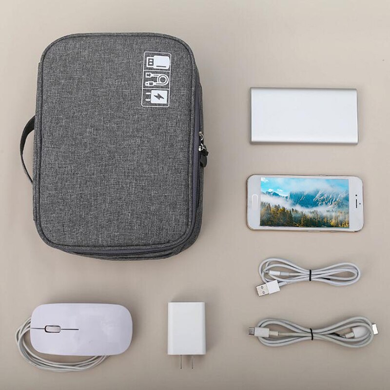 Datakabel lagringsveske bærbar digital usb gadget organizer lader ledninger kosmetisk glidelås lagring vanntett organizer case