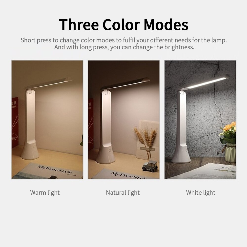 2-in-1 Rechargeable LED Lamp Touch-Control Desk Lamp+Flashlight Eye-caring Lamp for Reading&amp;Emergency Lighting 3 Color Modes