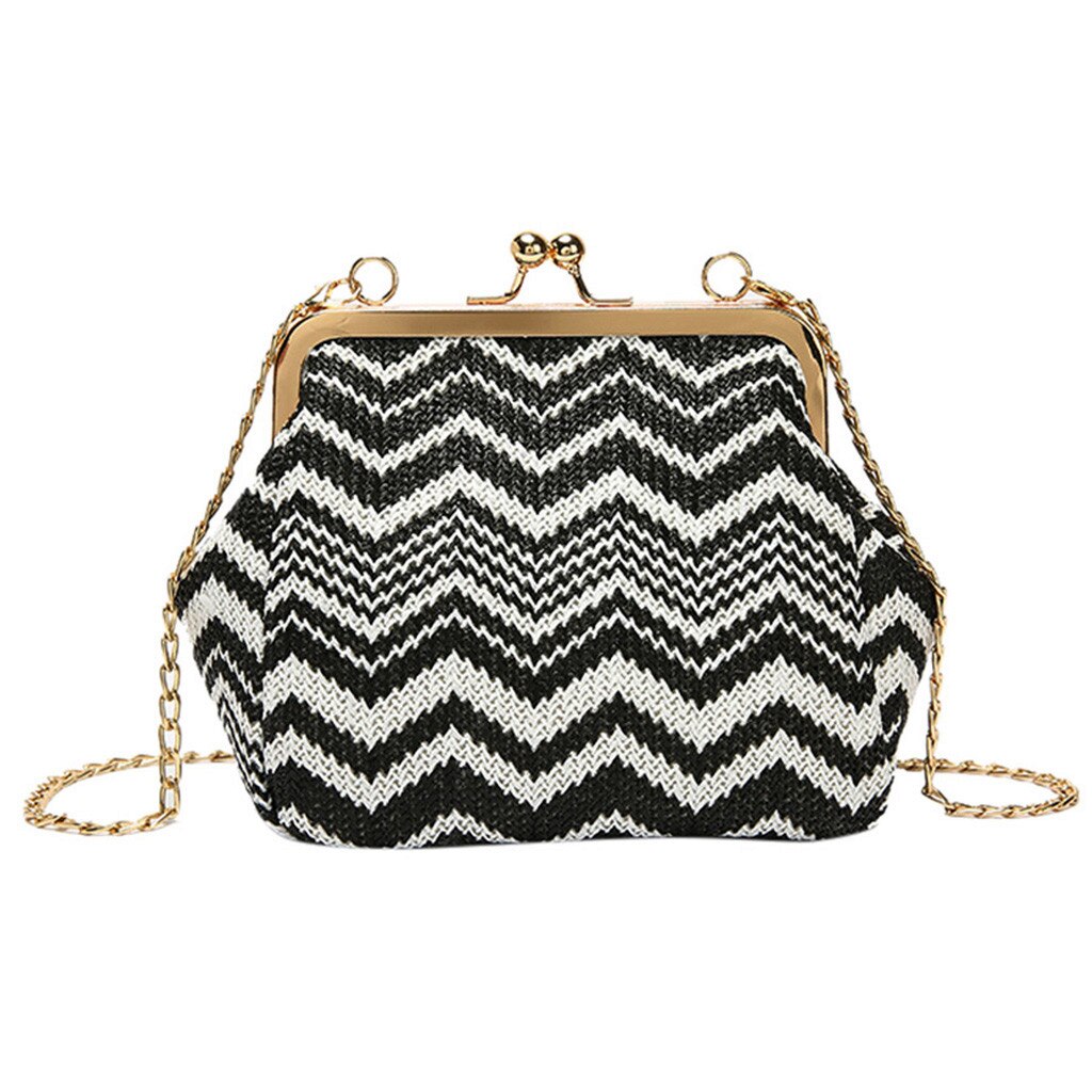 Women Weaving Hit Color Shoulder Bags Hand Messenger Phone Bag Braided zipper shoulder diagonal phone purse bags June3: Black