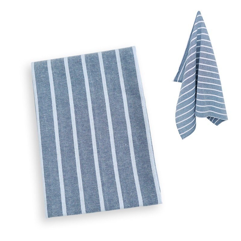 5pcs/batch Cotton Wiping Cloth Western Restaurant Napkin Towel Absorbent Cotton Plaid Tea Towel Handkerchief: White stripes46x70cm