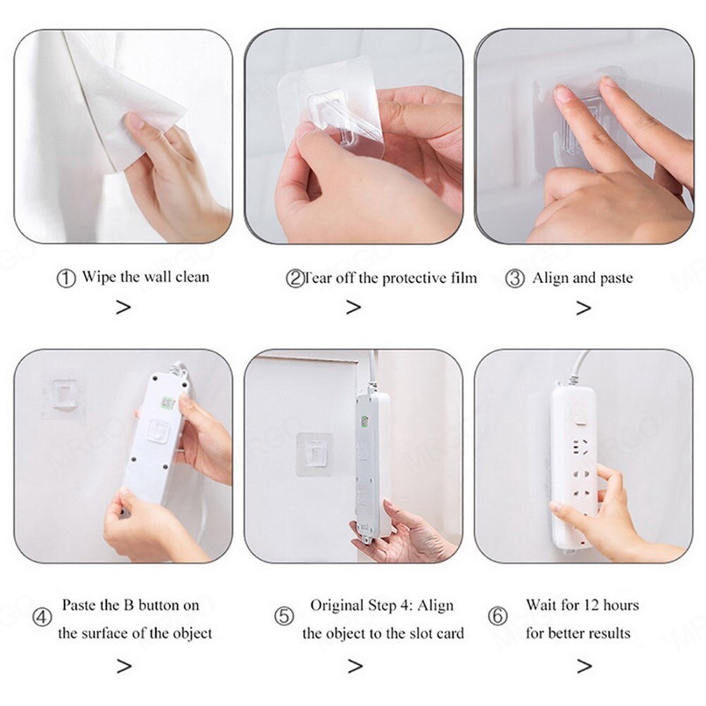 Double-Sided Wall Hook Self-adhesive Hooks Mop Holder Kitchen Wall Mount For in The Bathroom Cabinet Hangers Hooks Organizer
