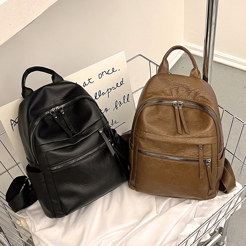 retro kobiet plecak moda skórzane plecaki Harajuku damskie torebki na ramię dla nastolatek student dziewczyna tornister podróży plecak