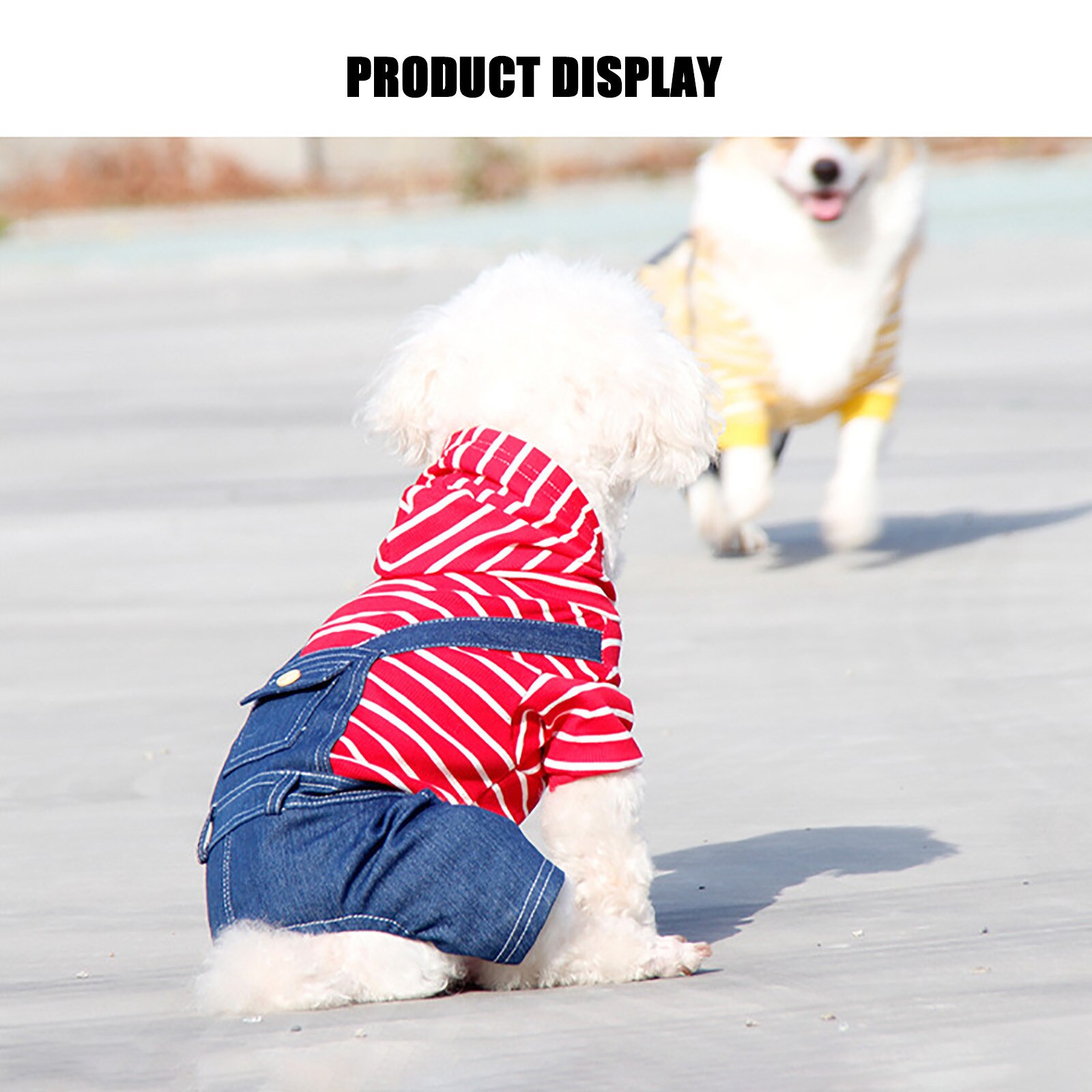 Pet Clothes Classic Stripe Jeans Dog Four Legged Elastic One Piece Fat Dog Cloth Winter Clothes Pet Puppy Coat Clothing For Smal