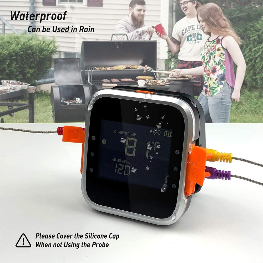 AidMax WR01 Digital kabellos BBQ Fleisch Thermometer Grill Ofen Thermomet Mit Edelstahl Sonde Kochen Küche Thermometer: Orange