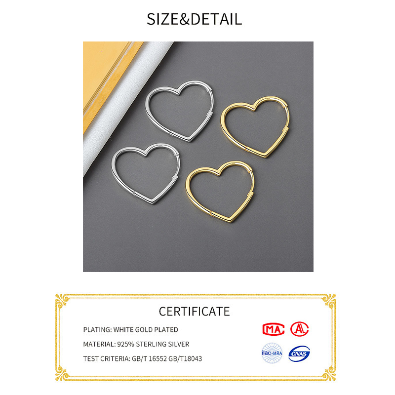 925 sterling zilveren oorbellen charme vrouwen trendy sieraden vintage eenvoudige retro feestaccessoires hart gouden oorbel