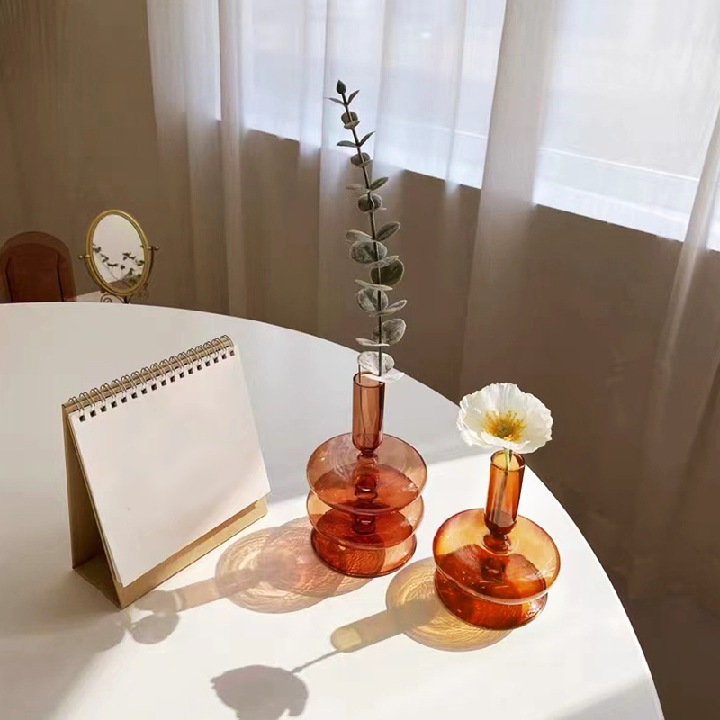 Portavelas de vidrio para sala de estar, candelabro romántico para el hogar, decoración de boda, cumpleaños, cena, de Navidad, Acc