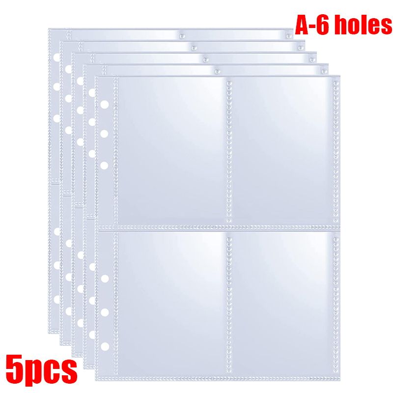5/50pcs 4-Pocket Binder Photocards Holder Binder Background Paper Kpop Photo Album 6/3 Holes Inner Page Photo Card Binder Sleeve: plum