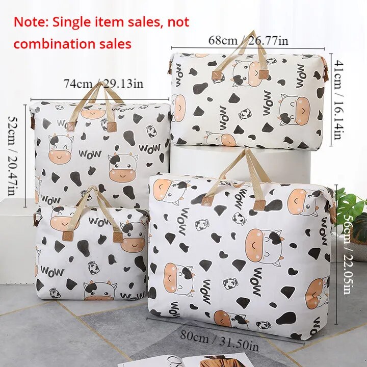 1 stuk print rits quilt opbergtas rits grote capaciteit verpakking tas dubbele handvat vochtbestendige kleding quilt opbergtas: M / Sky Blue