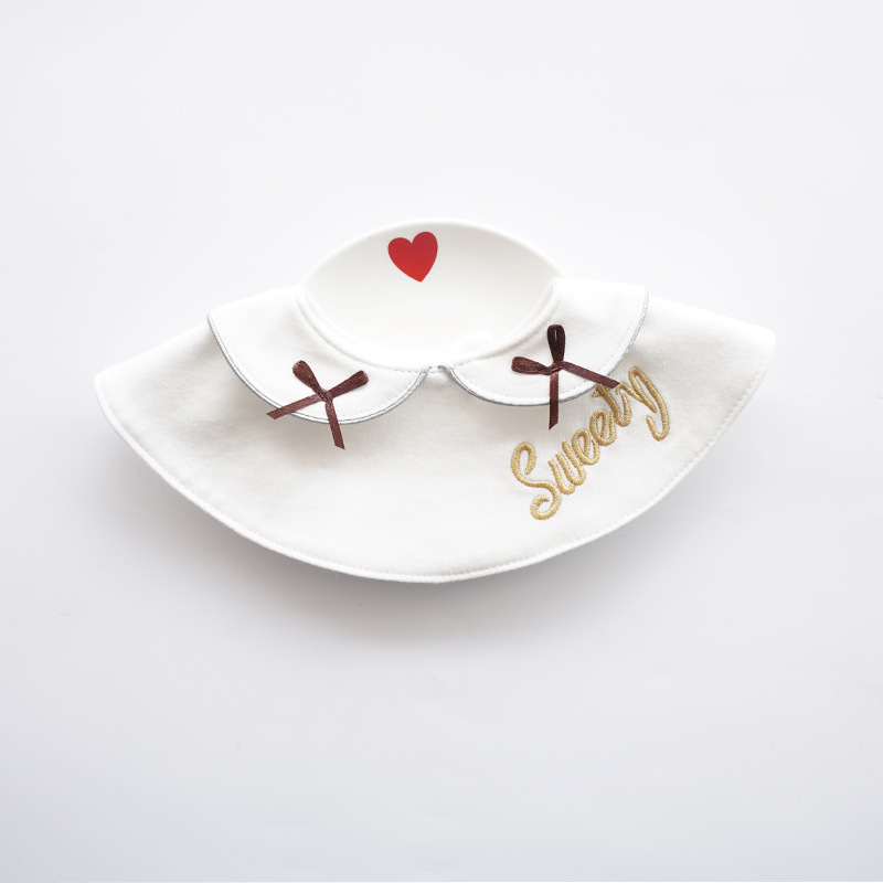 Koreaanse Stijl Ronde Baby Meisjes Slabbetjes Kwijlen Speeksel Handdoek Leuke Boog Nep Kraag Draaibare Kwasten Burp Doek Baby Dingen: 5